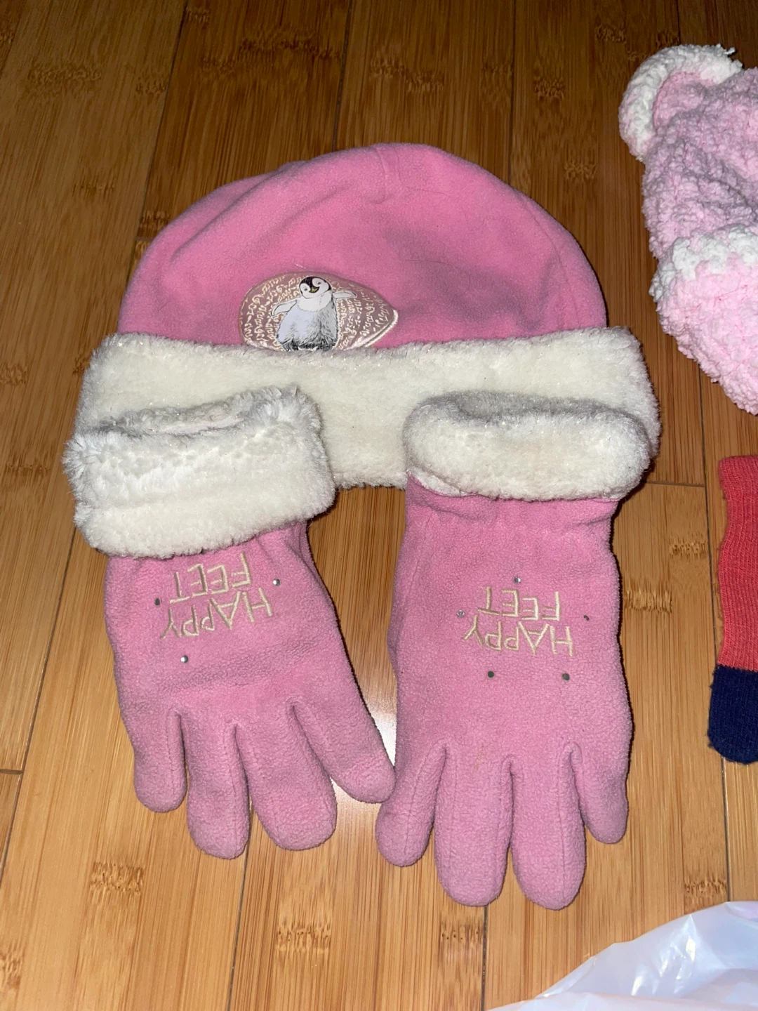 kids Pink Hat and Gloves Set - Happy Feet