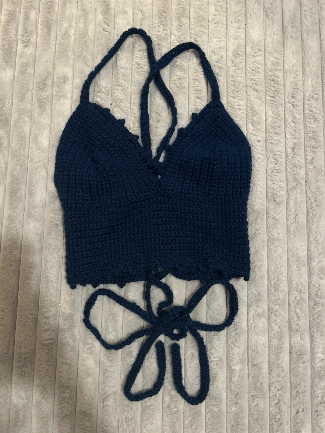 Handmade Crochet Halter Top - Blue