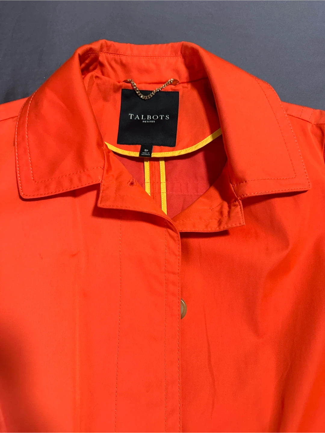 Talbots Petites Orange Raincoat Size 8P - photo 3