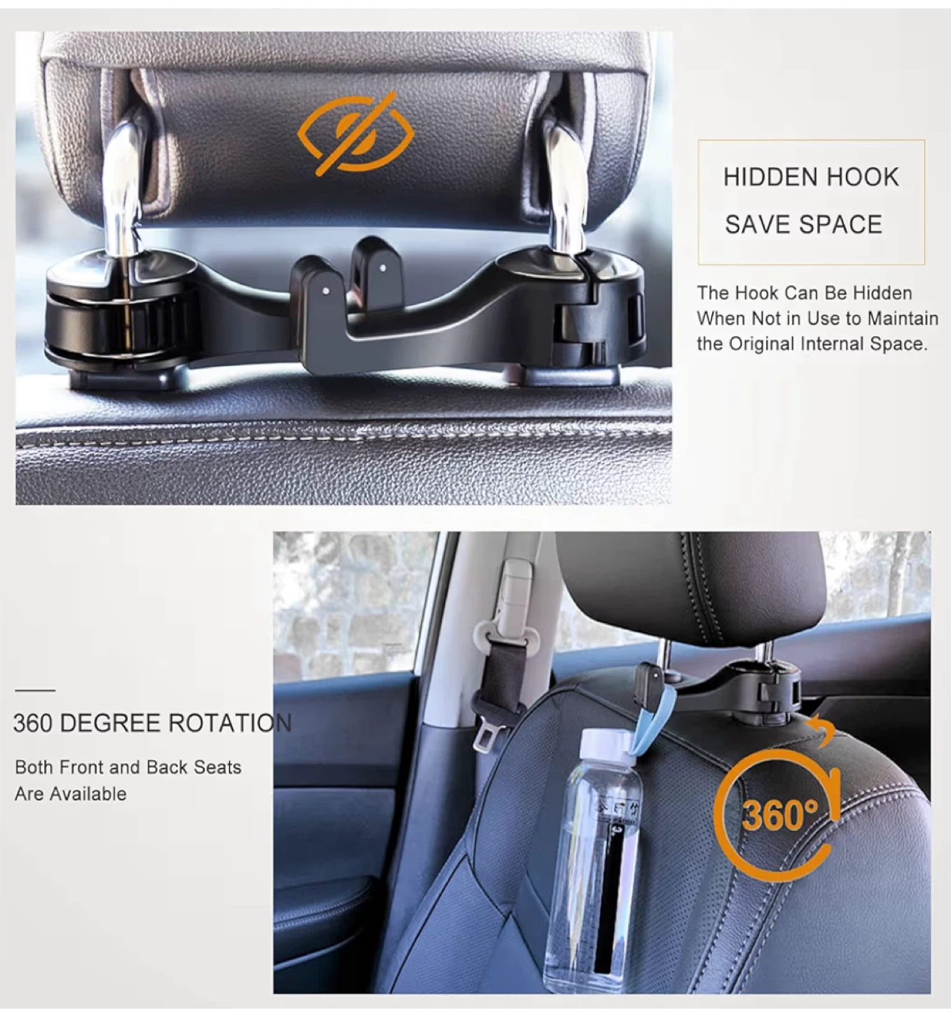 2 In 1 Car Headrest Hidden Hook - photo 5