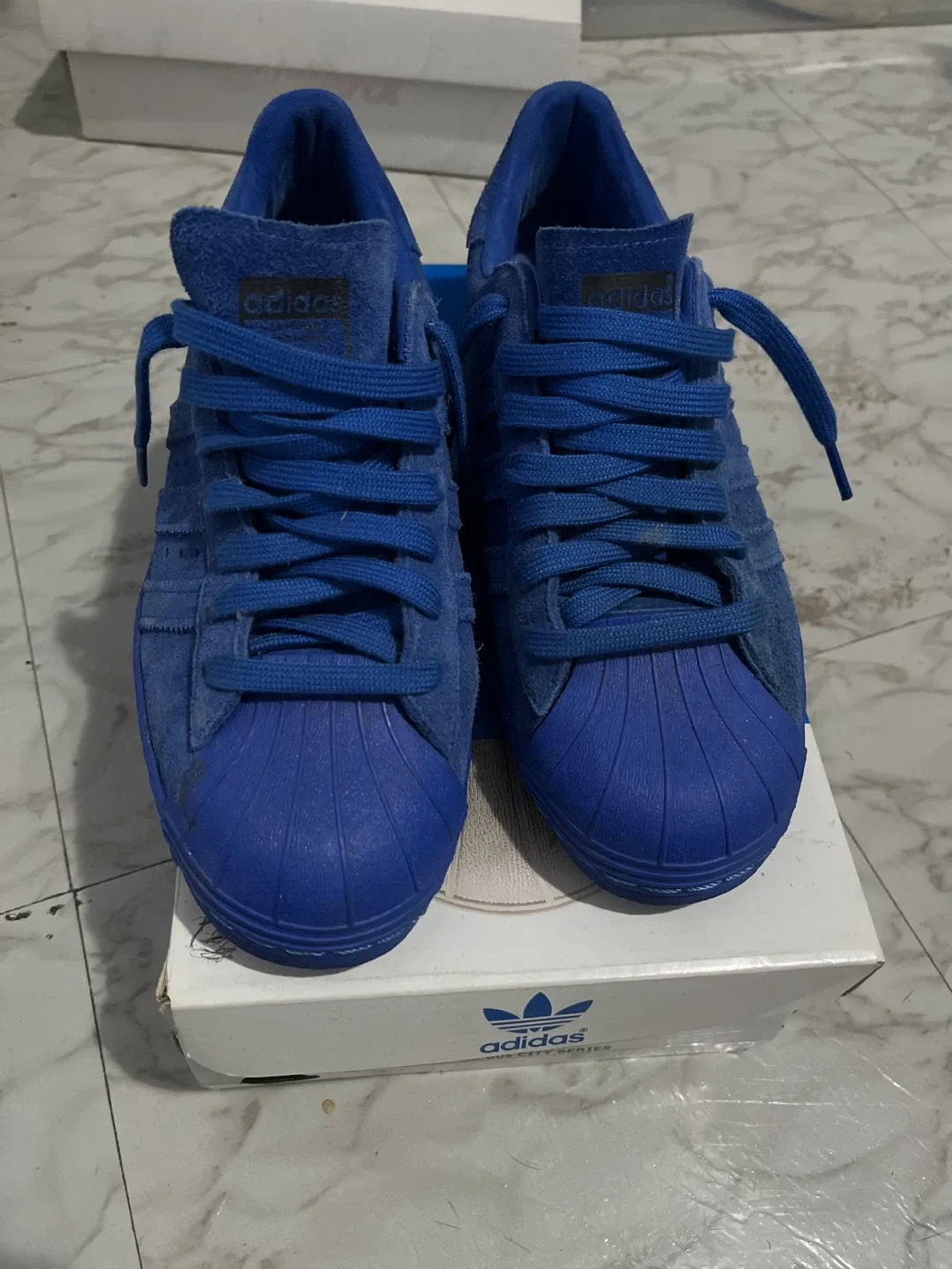Adidas Superstar Paris Blue Suede Shoes