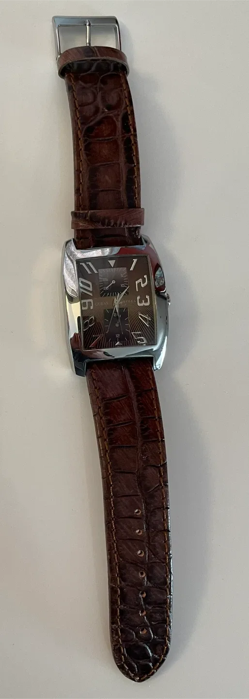 Guess Men's Brown Leather Watch