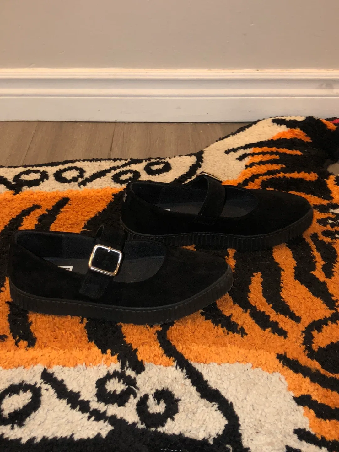 T.U.K. Black Velvet Pointed Mary Jane Shoes size 7 image indicator(3)