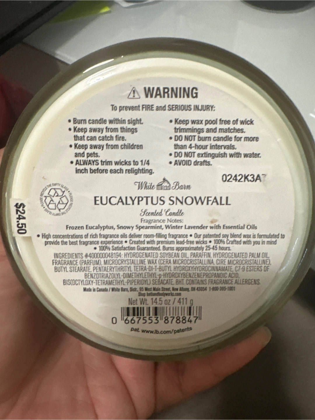 White Barn Eucalyptus Snowfall Scented Candle - photo 2