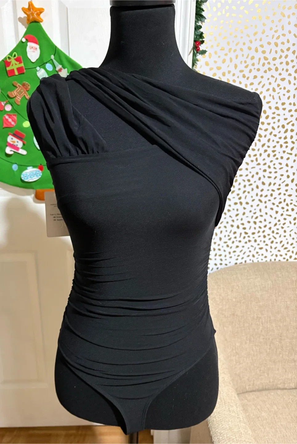 Reoria Black One Shoulder Bodysuit - Size S