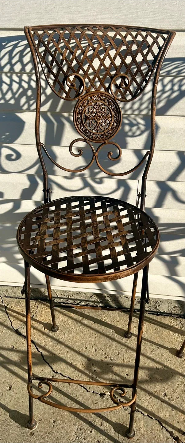 Wrought Foldable Iron Bar Stool Set of 3 image indicator(5)