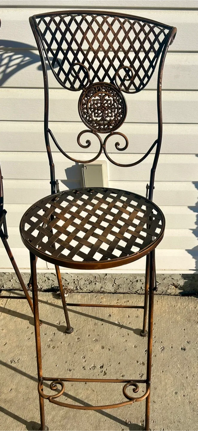 Wrought Foldable Iron Bar Stool Set of 3 image indicator(3)