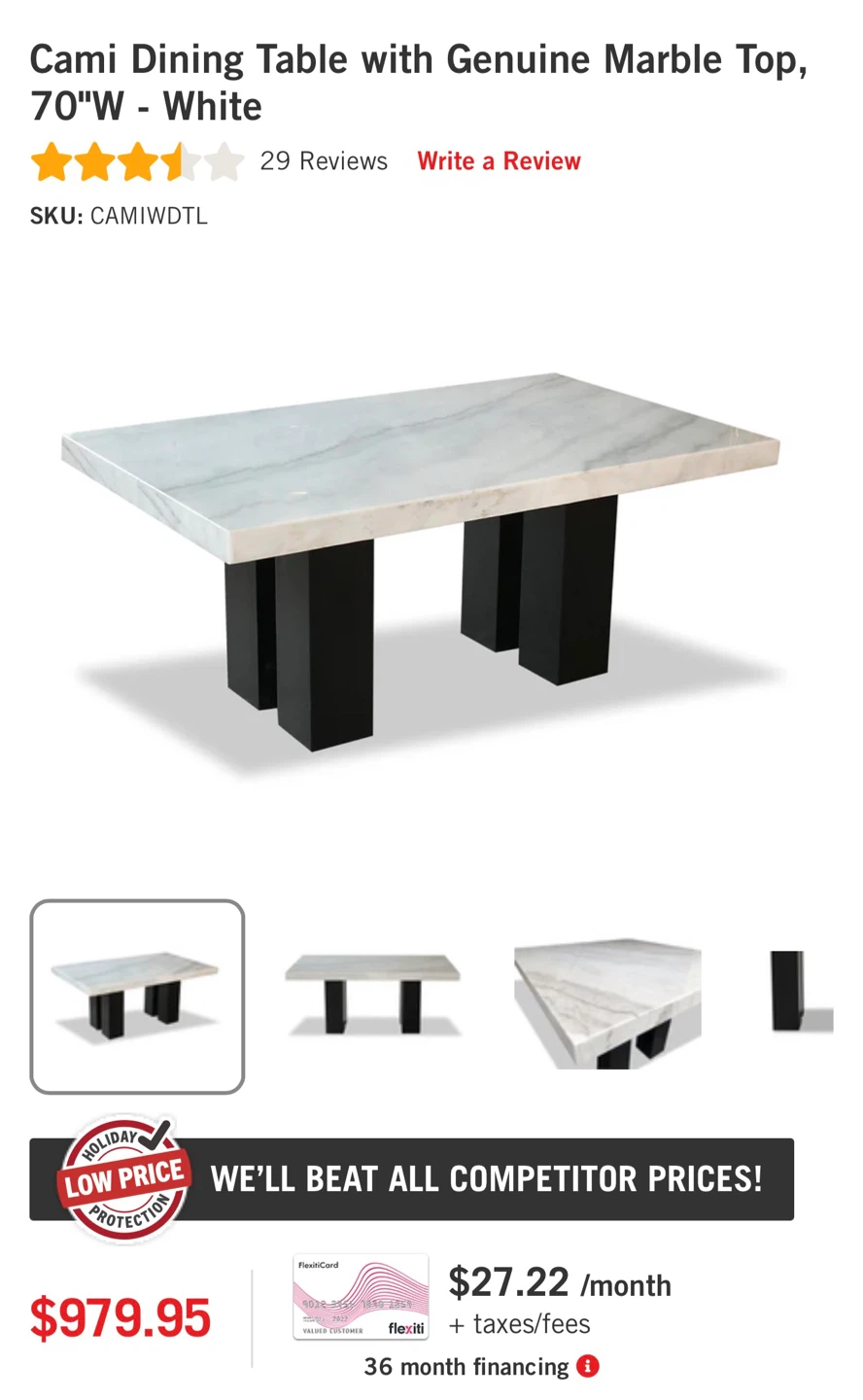 Marble Top Dining Table - photo 3