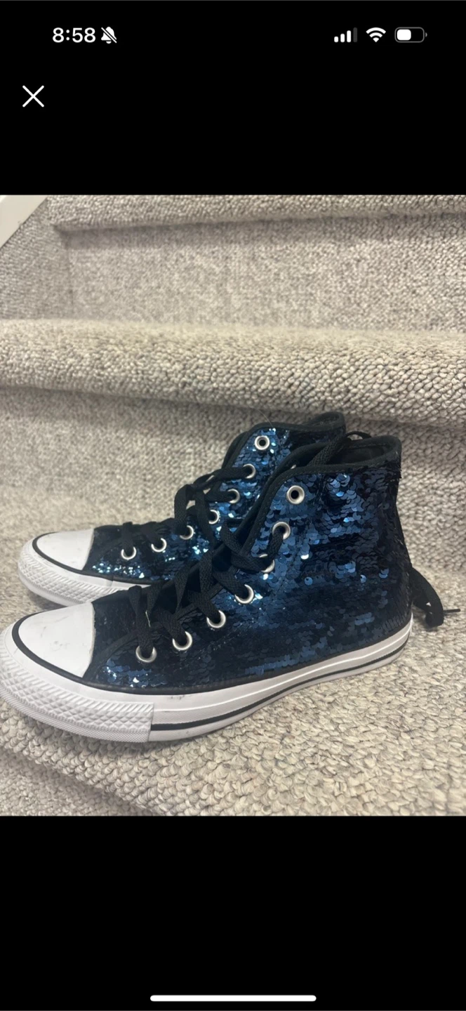 Converse All Star Blue Sequin High-Top Sneakers