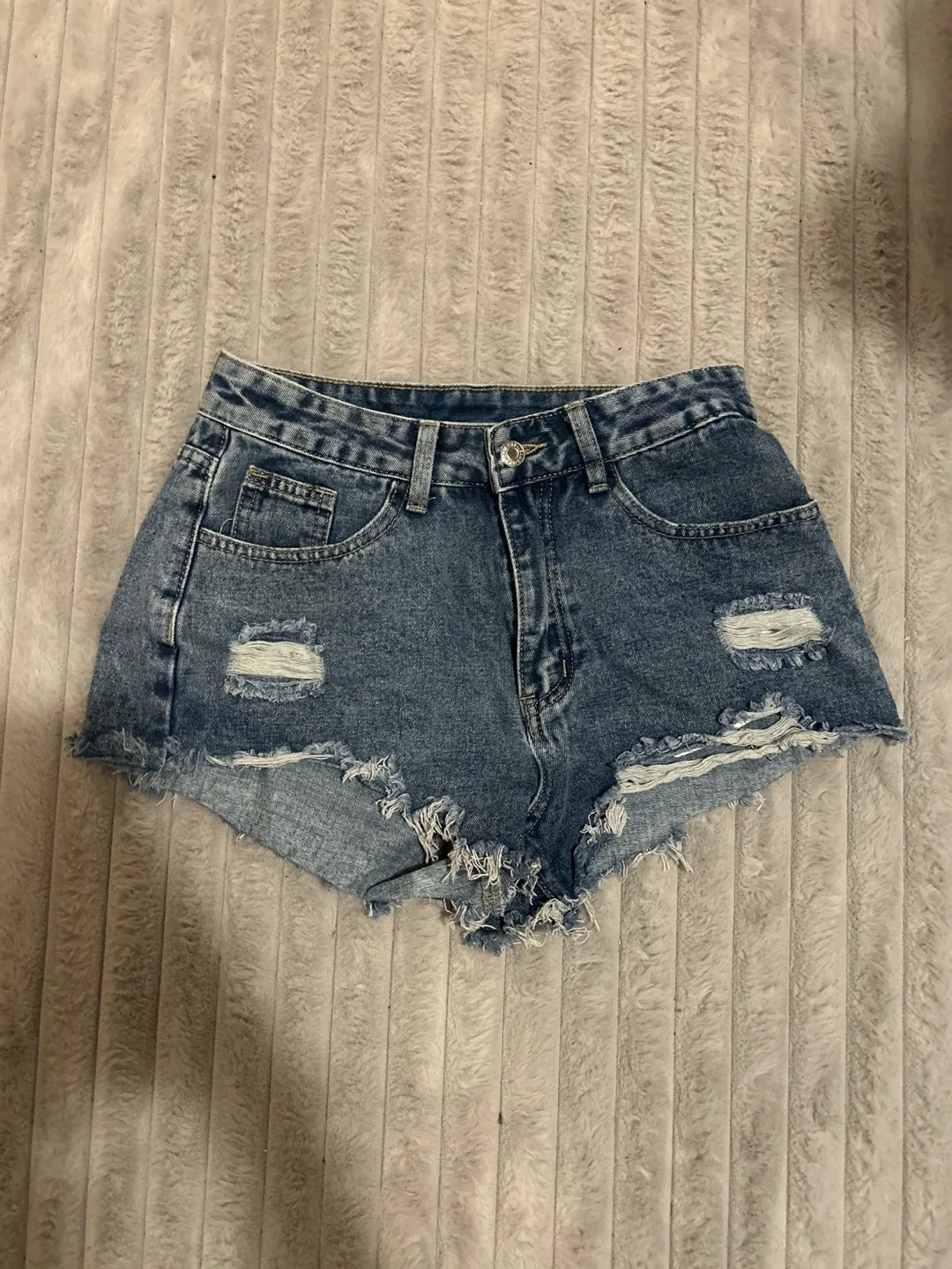 Distressed Denim Short Shorts