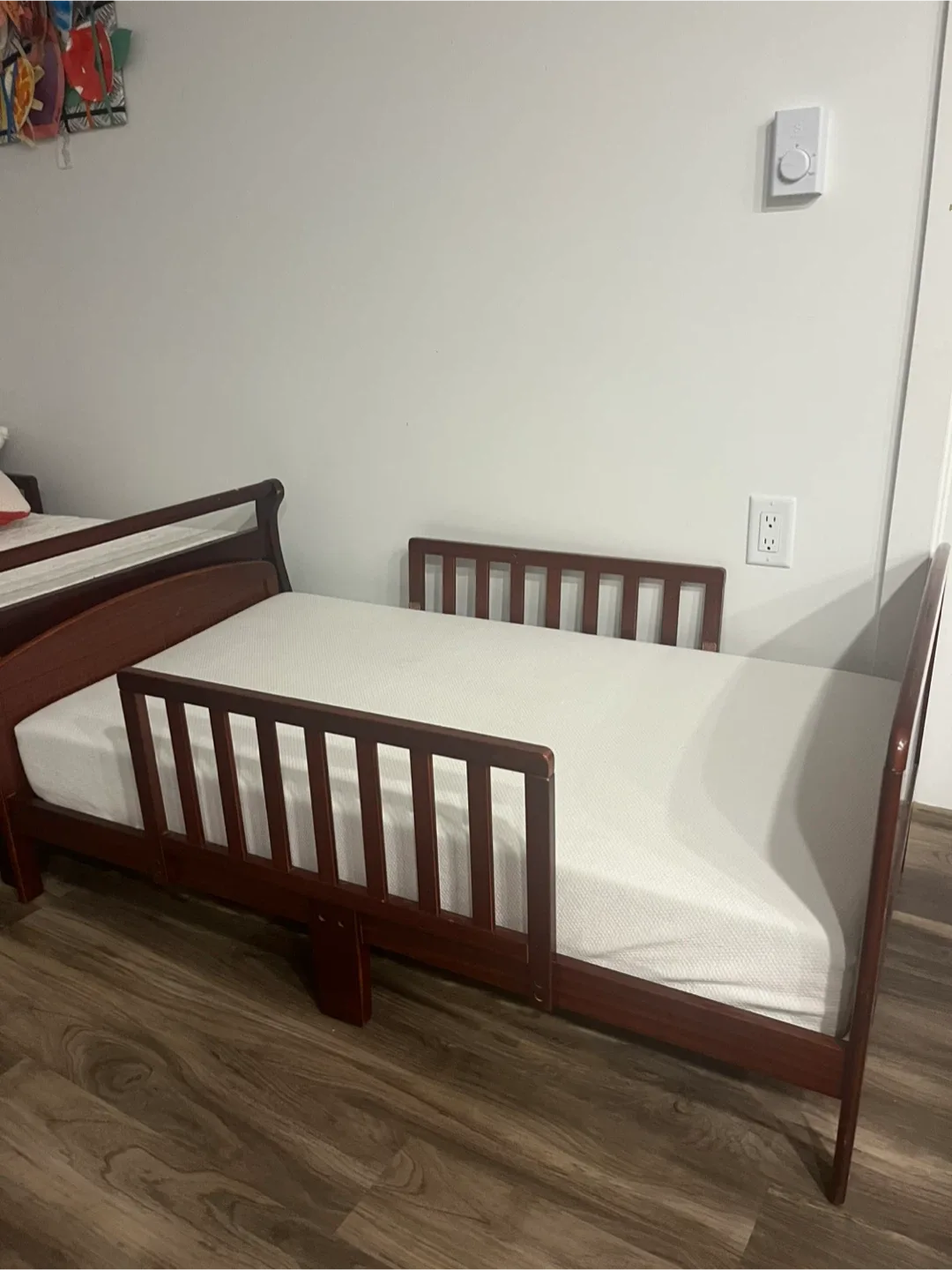 Toddler Bed - Brown Wood Frame