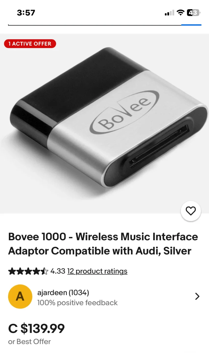 Bovee 1000 Wireless Music Interface Adaptor for iPod