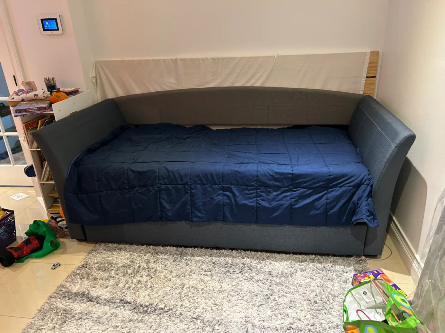 Chadwick Twin Gray Upholstered Daybed with Twin Trundle