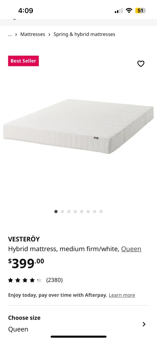 IKEA VESTERÖY Queen Mattress - Medium Firm