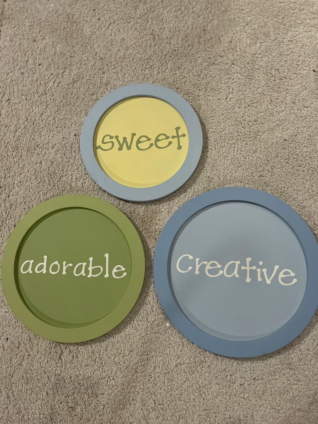 Set of 3 Wall Decor - Sweet, Adorable, Creative