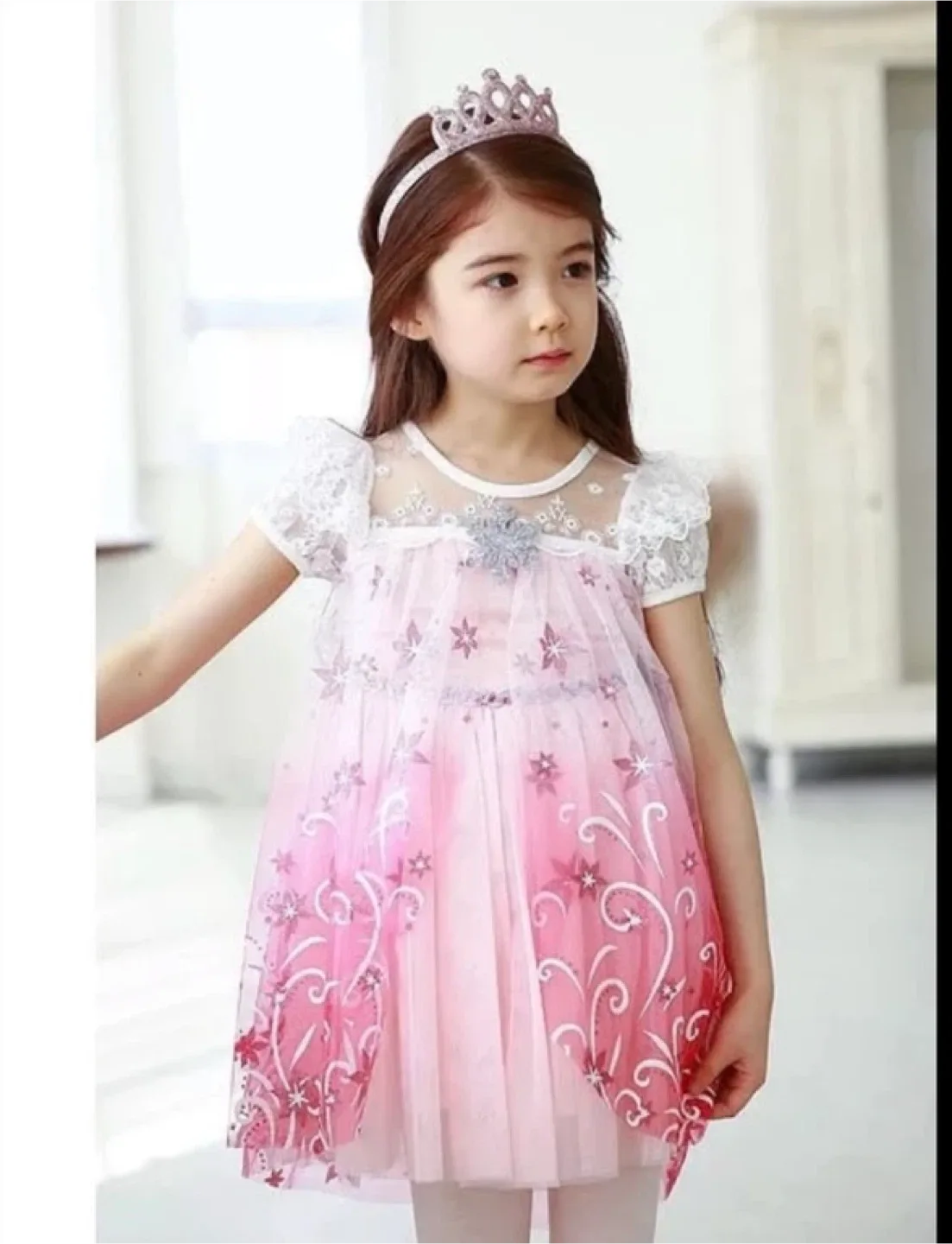Pink Girls Dress with Snowflake Detail