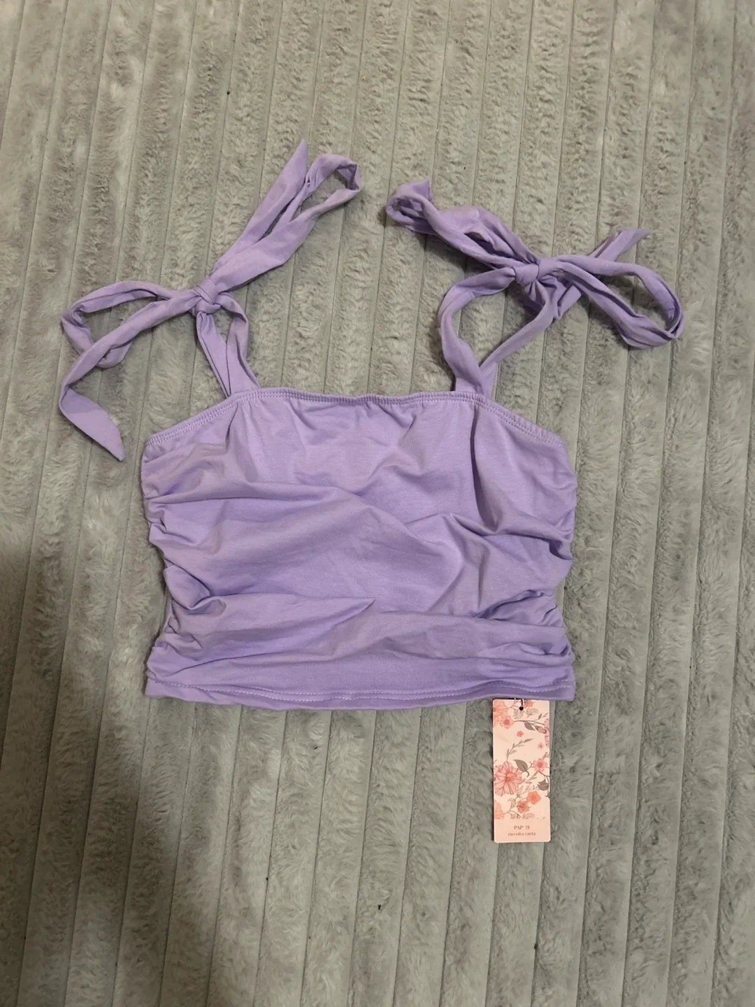 Purple Tie-Strap Crop Top