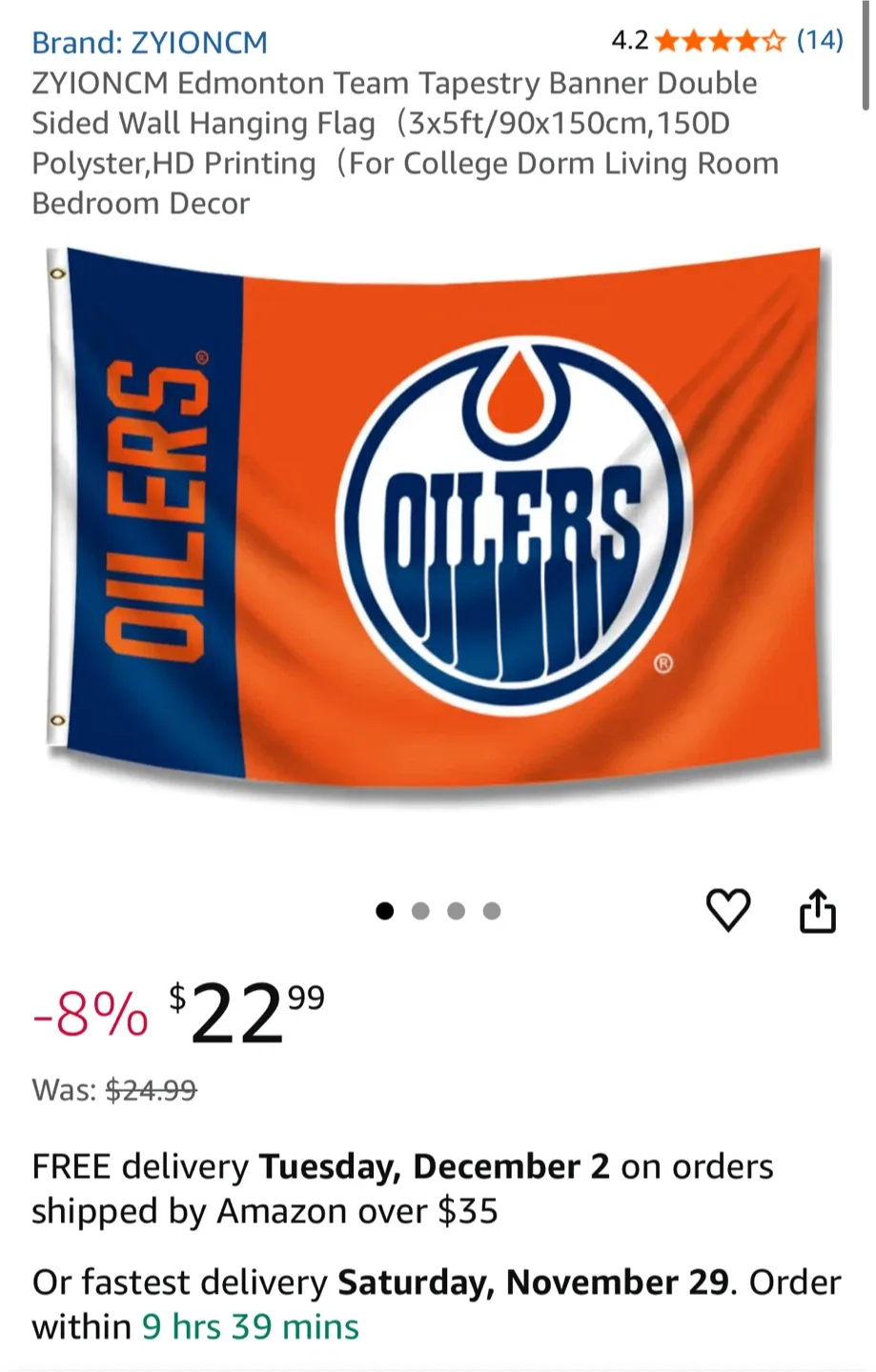 NEW Edmonton Oilers Banner (3x5ft) image indicator(3)