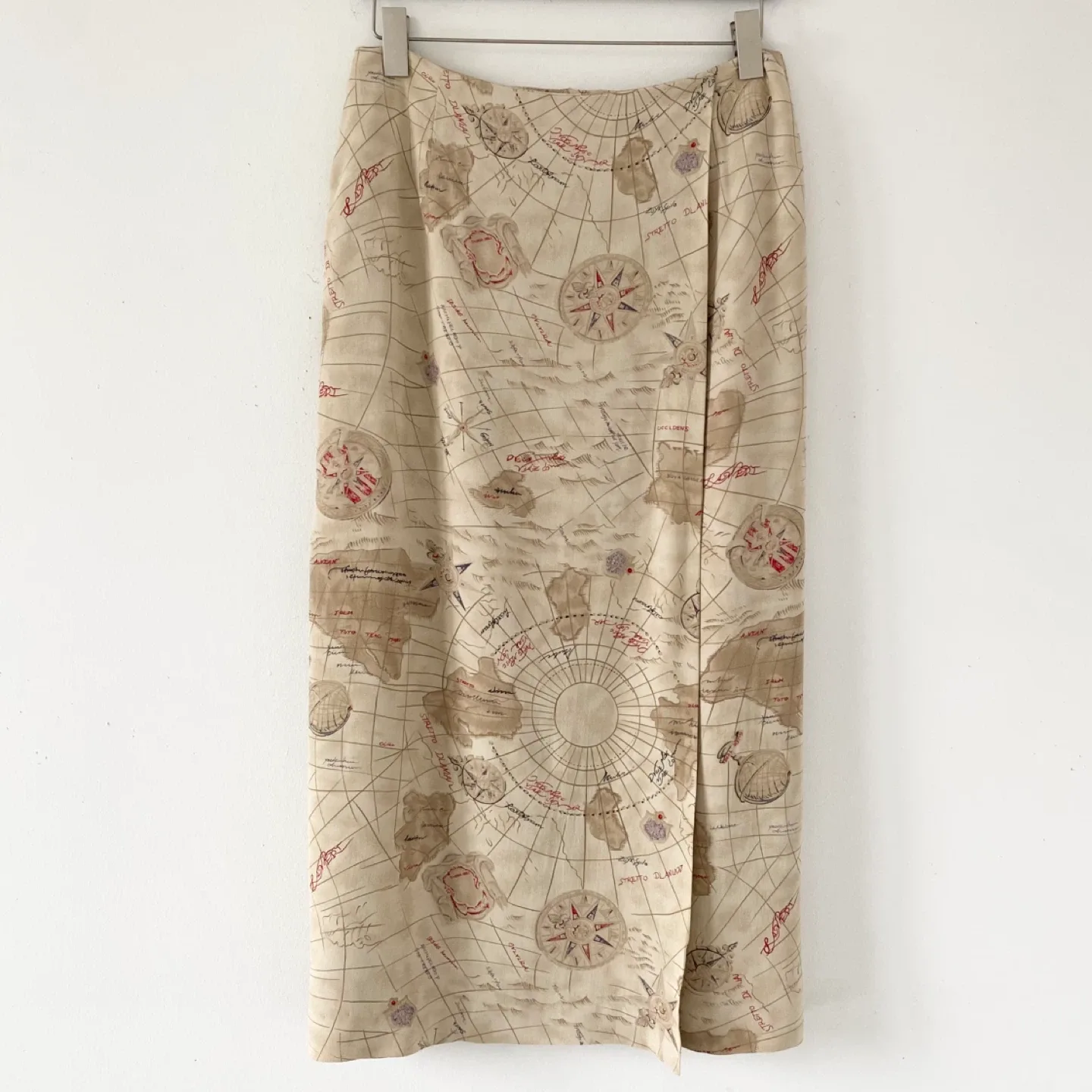 Vintage Map Atlas Faux Wrap Skirt