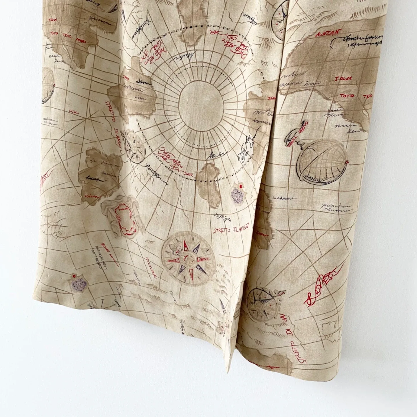 Vintage Map Atlas Faux Wrap Skirt image indicator(5)