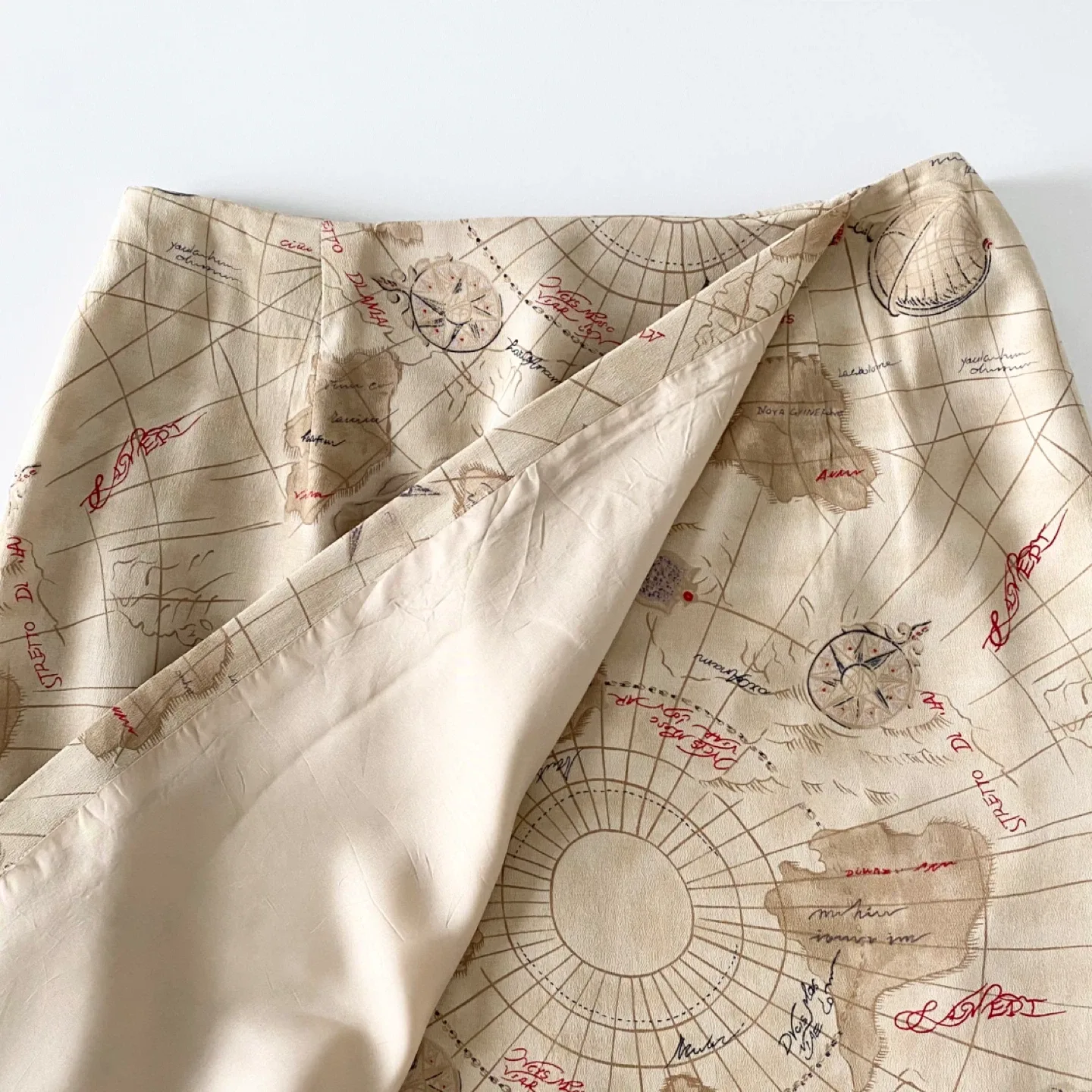 Vintage Map Atlas Faux Wrap Skirt image indicator(4)