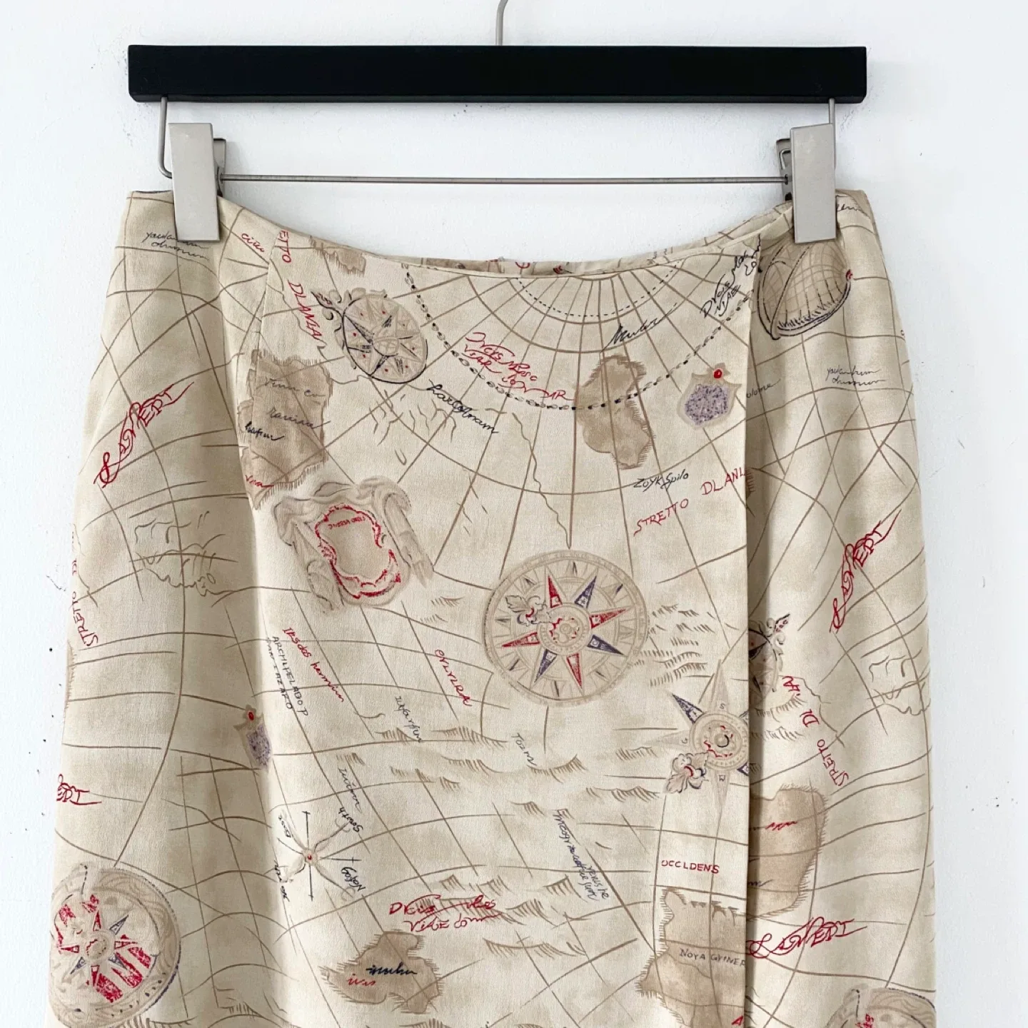 Vintage Map Atlas Faux Wrap Skirt image indicator(3)