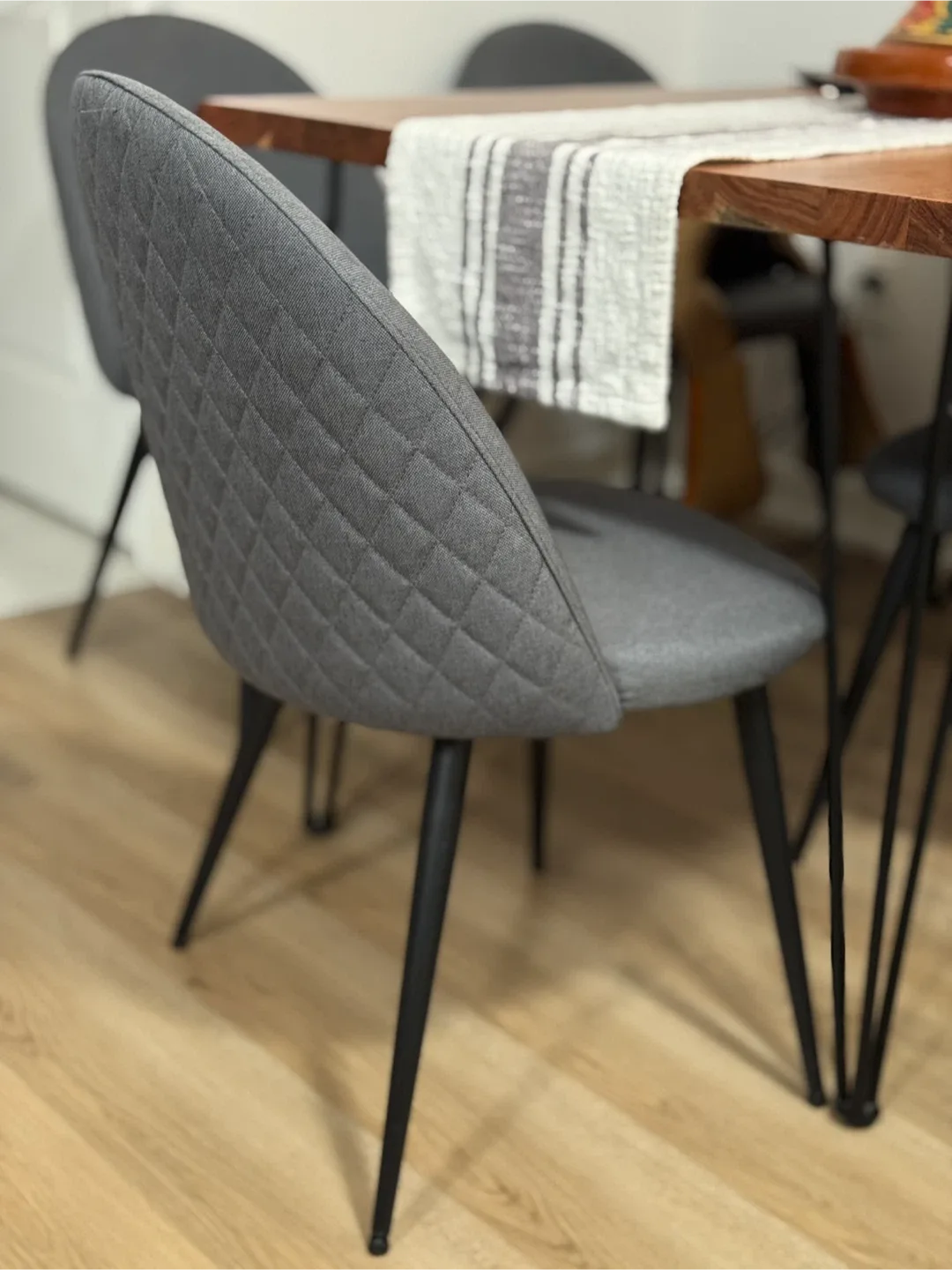 Grey Quilted Dining Chairs - Set of 6