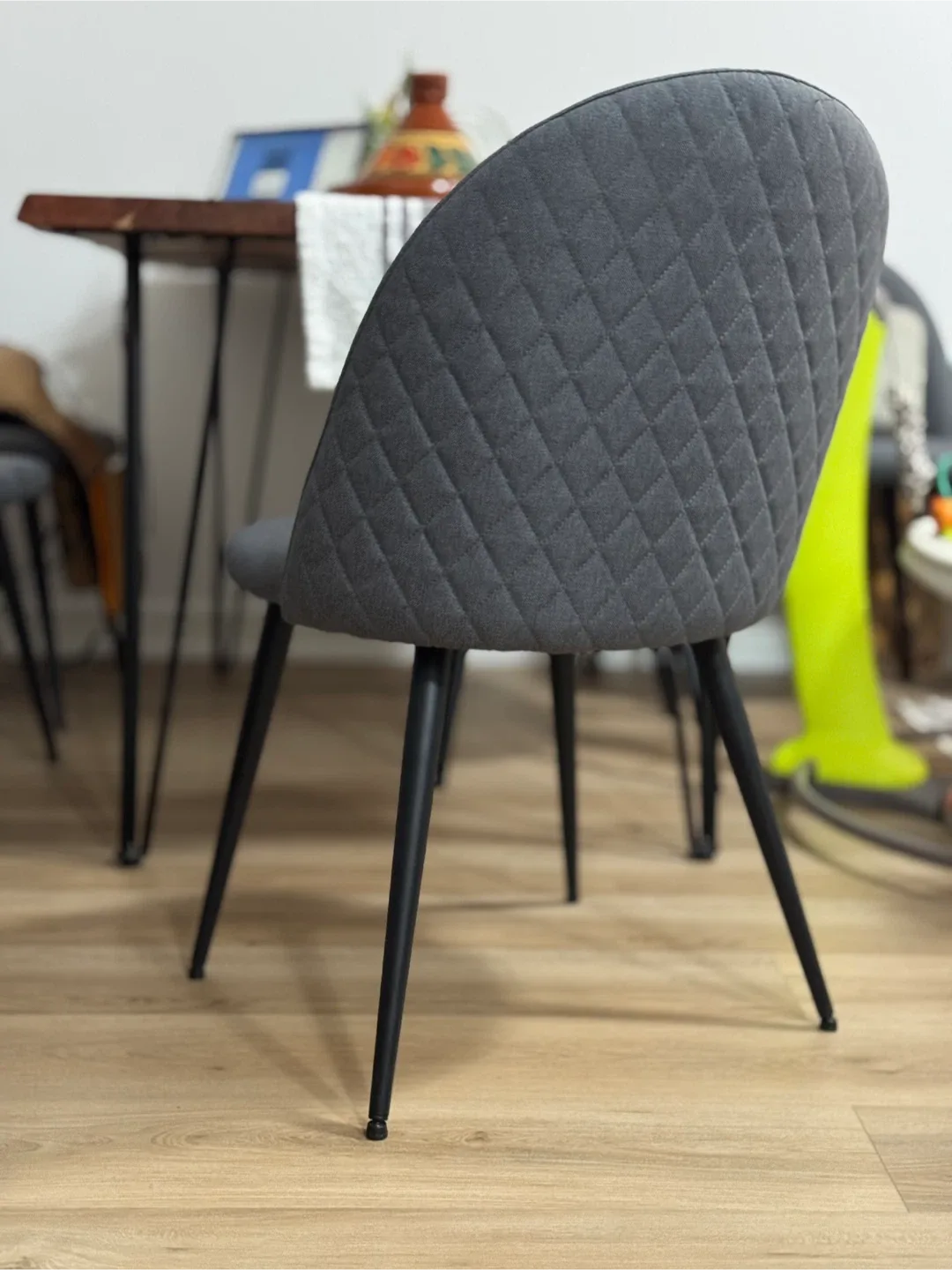 Grey Quilted Dining Chairs - Set of 4 image indicator(4)