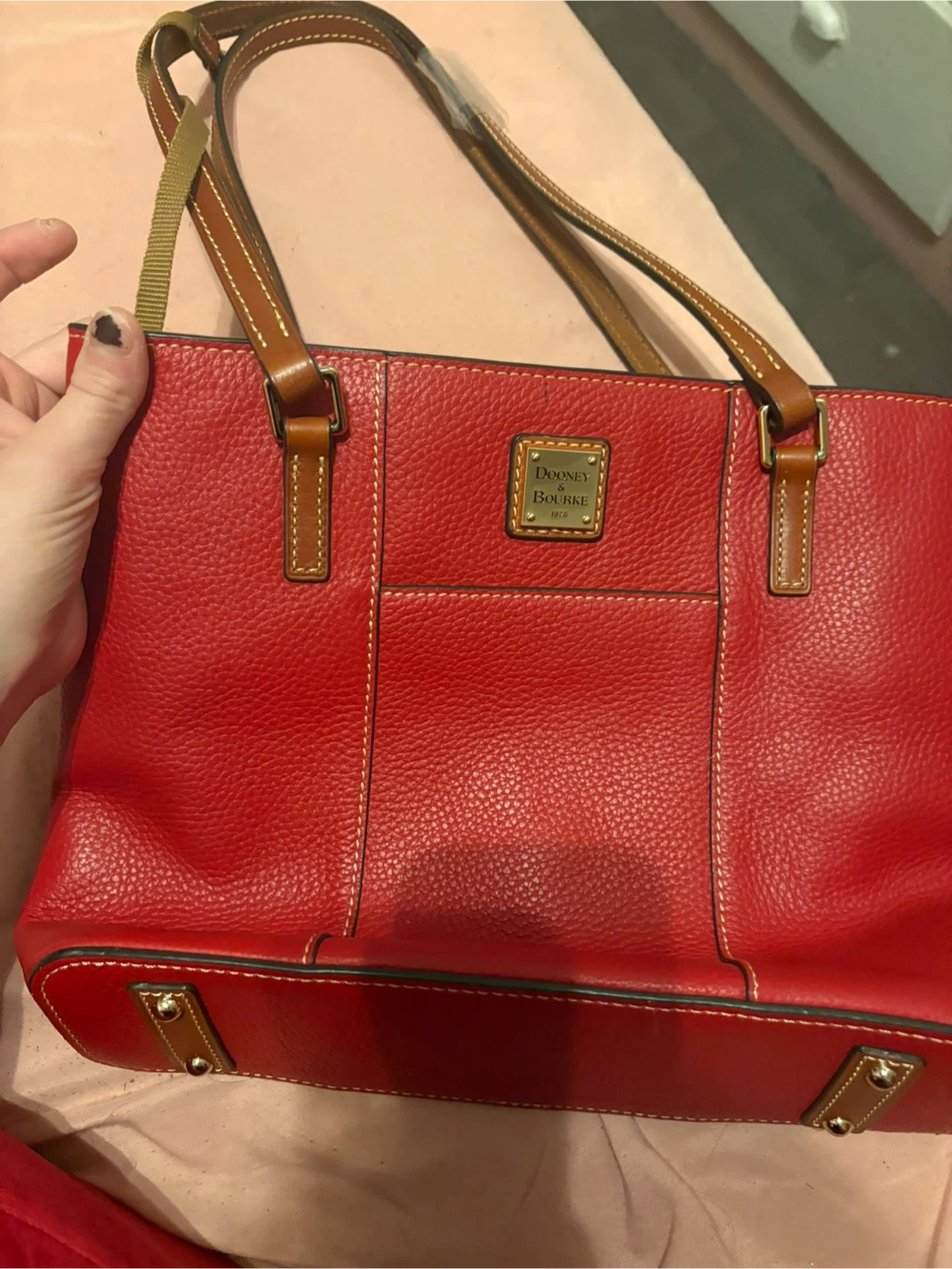 Dooney & Bourke Red Leather Tote Bag