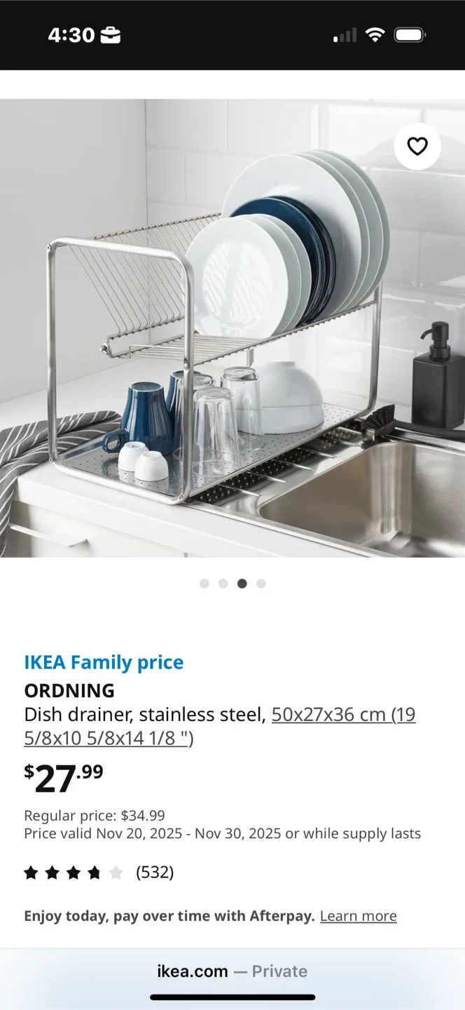 IKEA ORDNING Dish Drainer, Stainless Steel