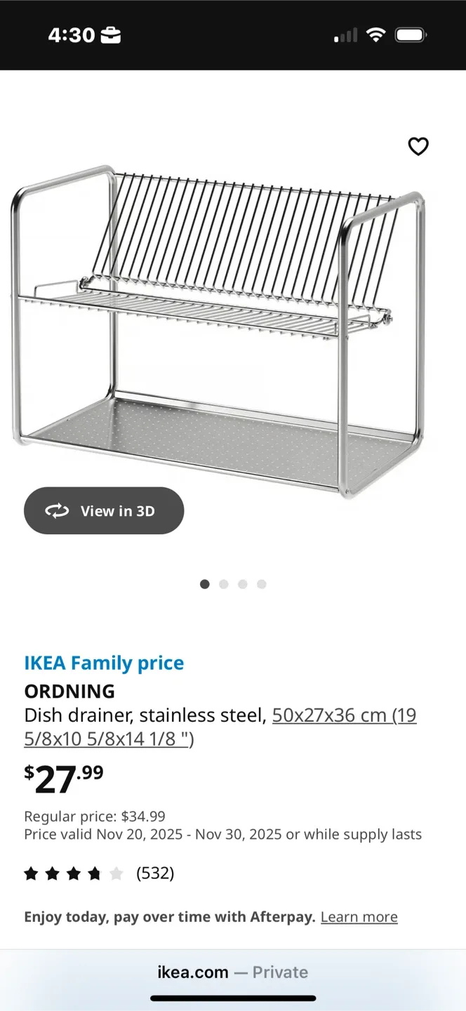 IKEA ORDNING Dish Drainer, Stainless Steel image indicator(2)