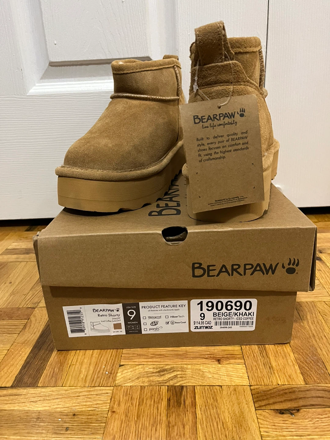 New Bearpaw Retro Shorty Boots - Size 9 Beige - photo 4
