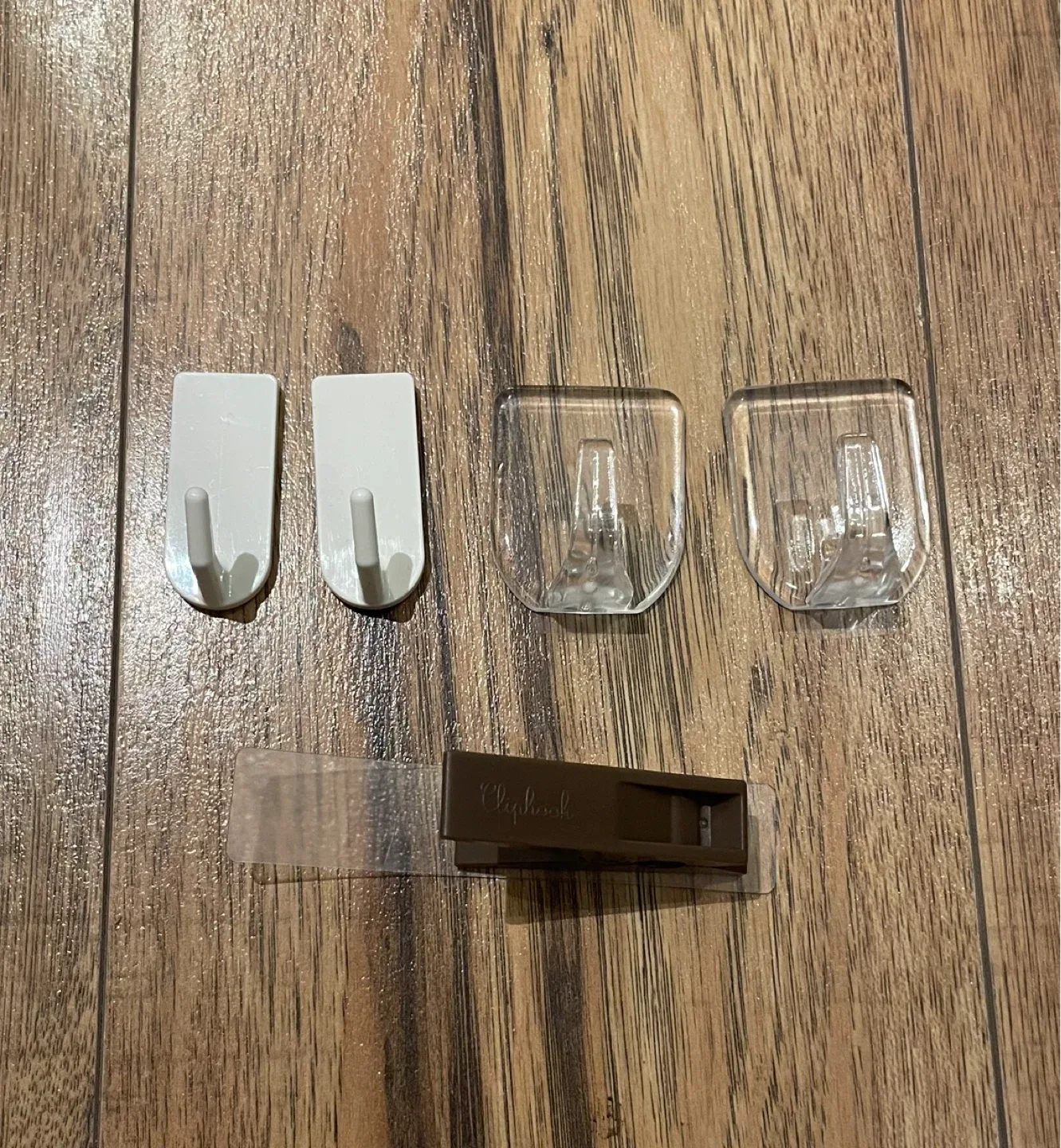 Clear & White Adhesive Wall Hooks