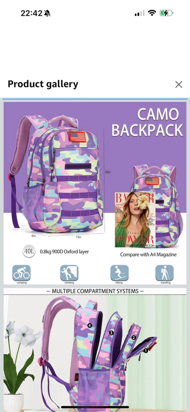 Camo Backpack - Purple, Blue, & Pink - photo 4