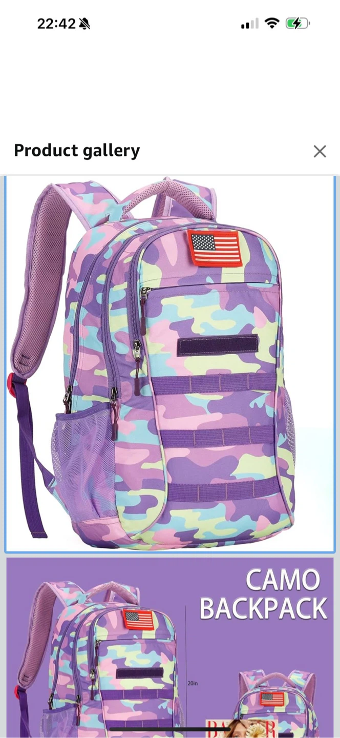 Camo Backpack - Purple, Blue, & Pink - photo 3
