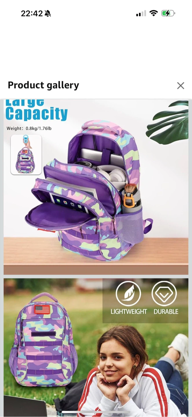 Camo Backpack - Purple, Blue, & Pink - photo 2