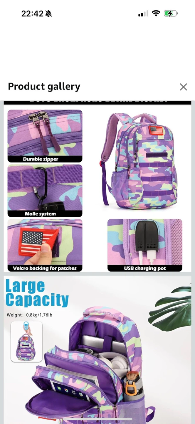 Camo Backpack - Purple, Blue, & Pink