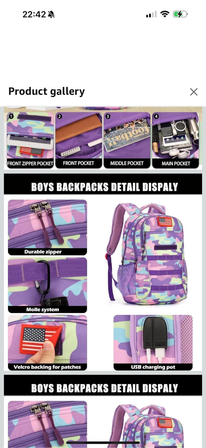 Camo Backpack - Purple, Blue, & Pink - photo 5