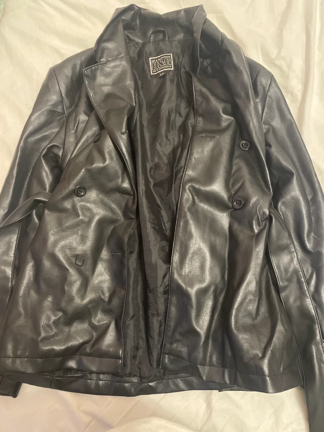 H&G Hip & Gorgeous Black Faux Leather Jacket - L