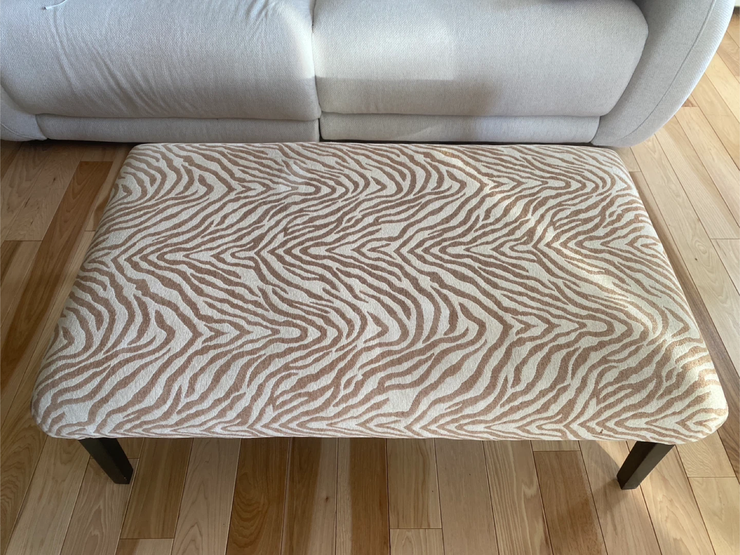 Zebra Print Upholstered Coffee Table