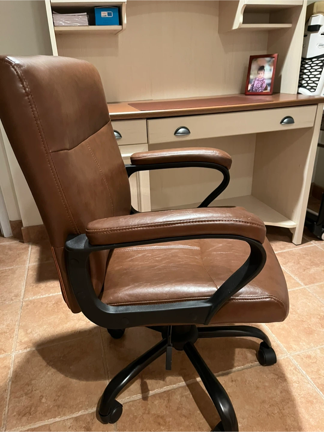 Brown Leather Office Chair - photo 2