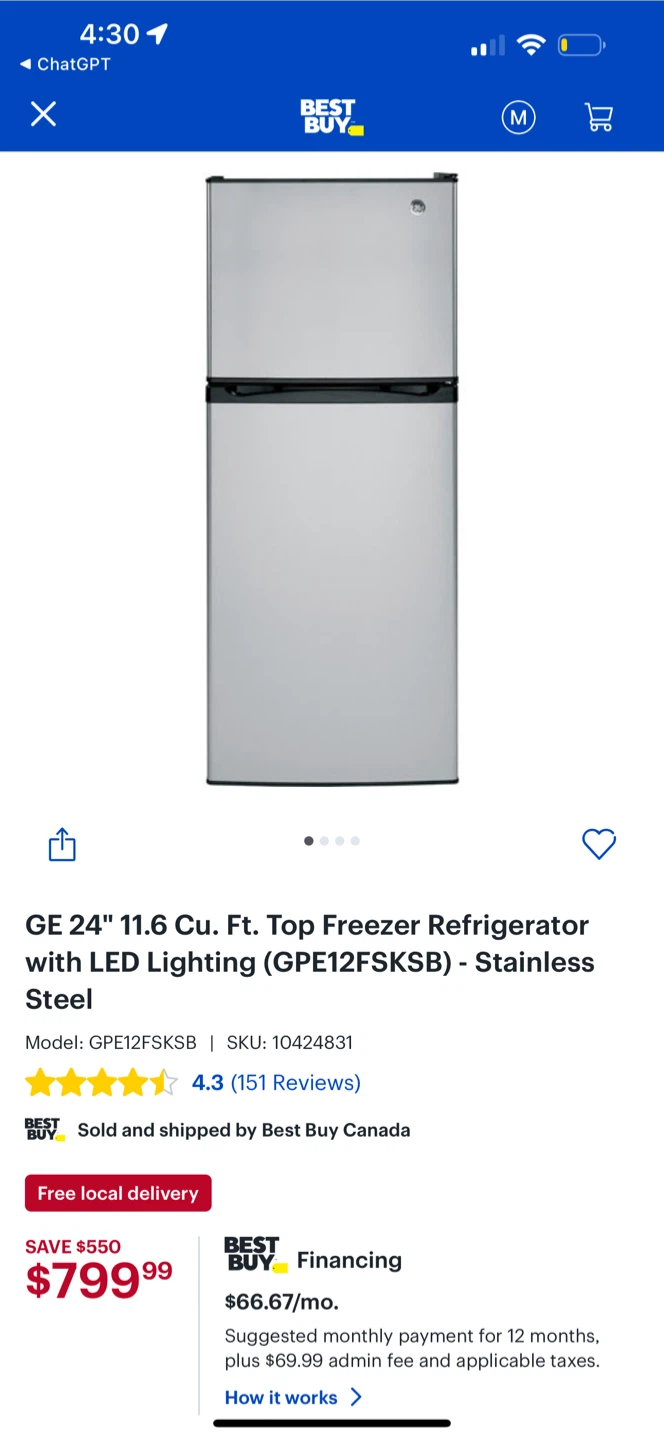 GE Stainless Steel Top Freezer Refrigerator - photo 5