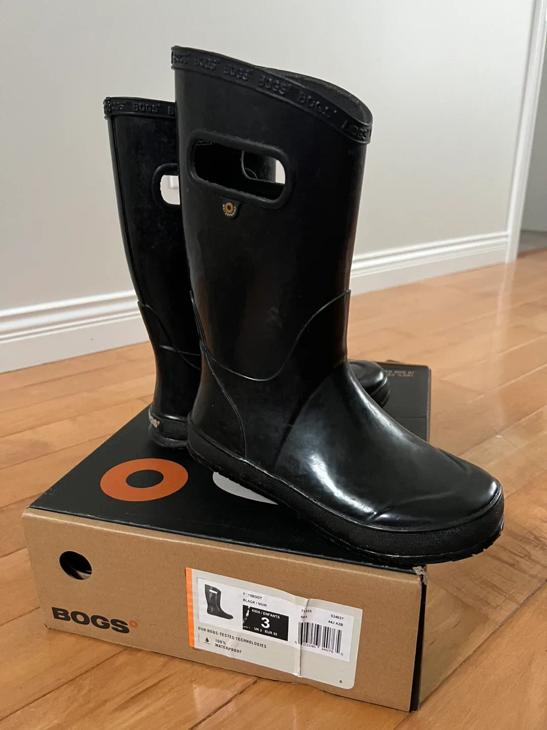 Bogs Black Rain Boots - Size 3 Kids