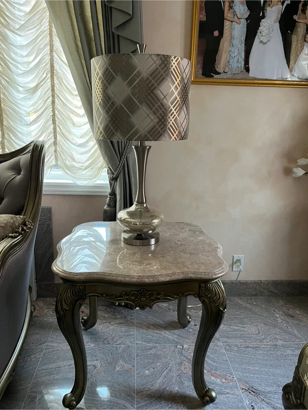 Table Lamp with Patterned Shade image indicator(2)