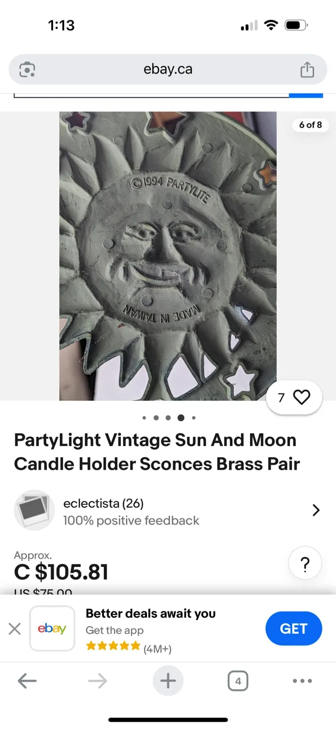 PartyLite Vintage Sun Candle Sconce image indicator(6)