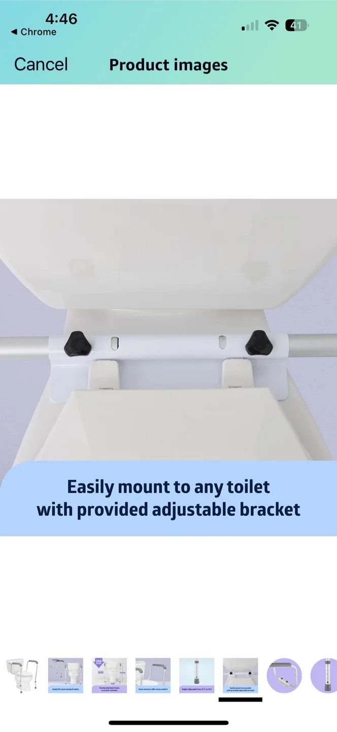Medline Toilet Safety Rail, Height Adjustable image indicator(6)