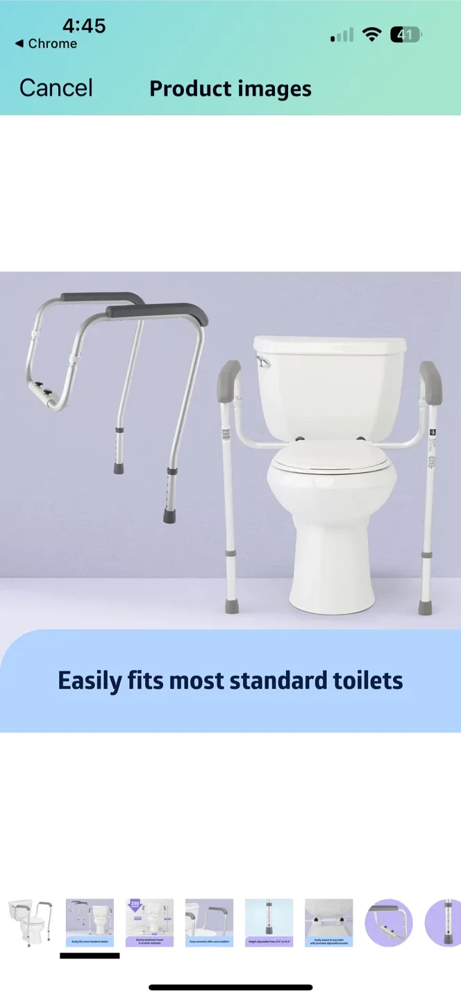 Medline Toilet Safety Rail, Height Adjustable image indicator(3)
