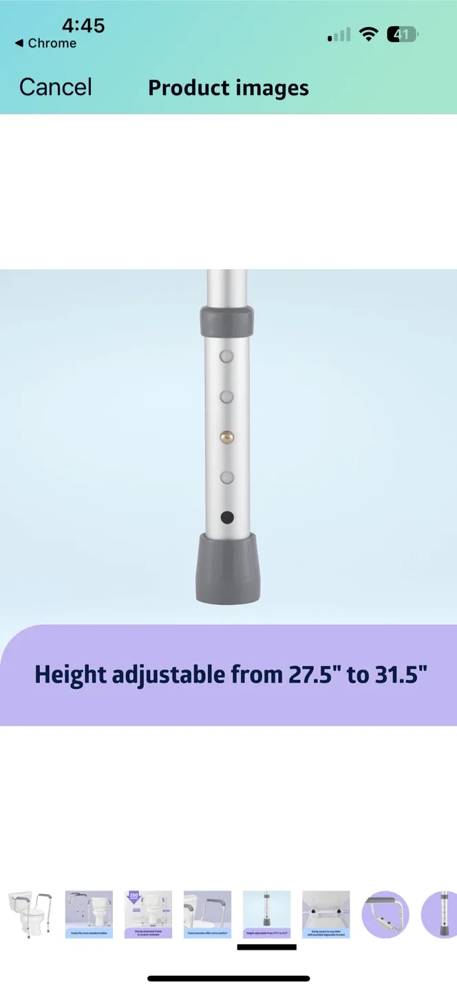 Medline Toilet Safety Rail, Height Adjustable image indicator(5)