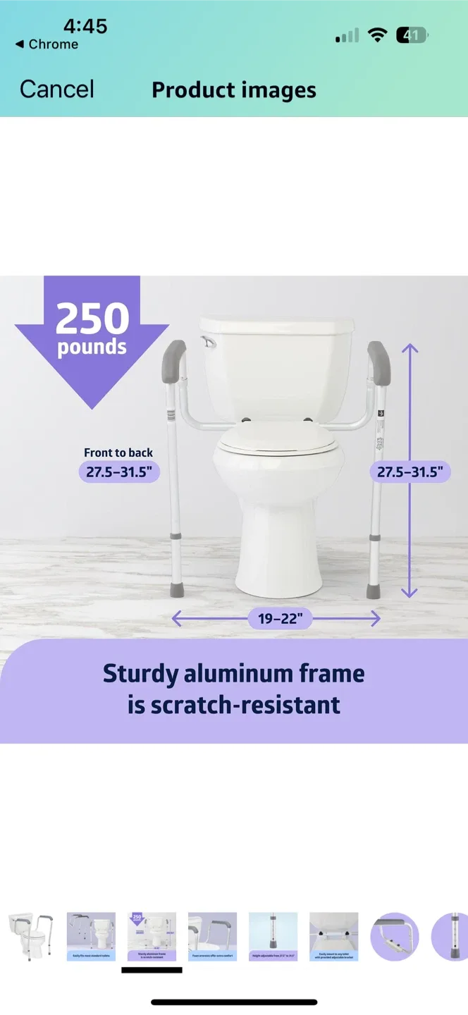 Medline Toilet Safety Rail, Height Adjustable image indicator(2)