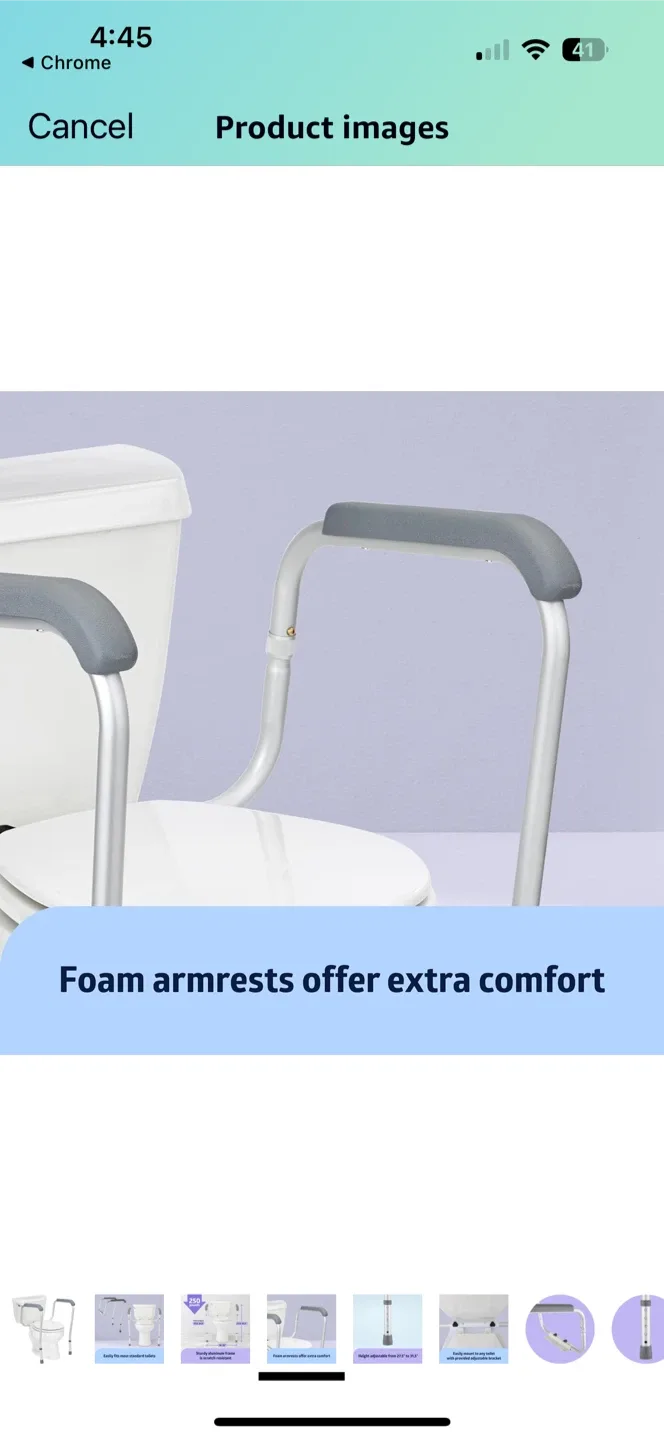 Medline Toilet Safety Rail, Height Adjustable image indicator(4)